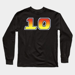 10 Pixel Font Ten in Red Orange and Yellow Long Sleeve T-Shirt